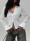 Princess Polly Elowenn Long Sleeve Button-up Shirt In White