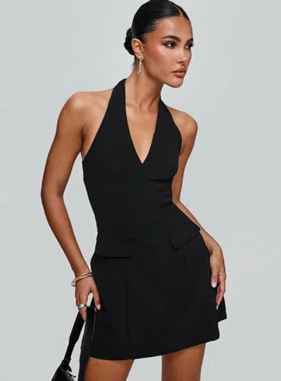Princess Polly Emanuela Halter Mini Dress In Black