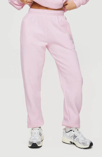 Princess Polly Embroidered Logo Sweatpants In Pink