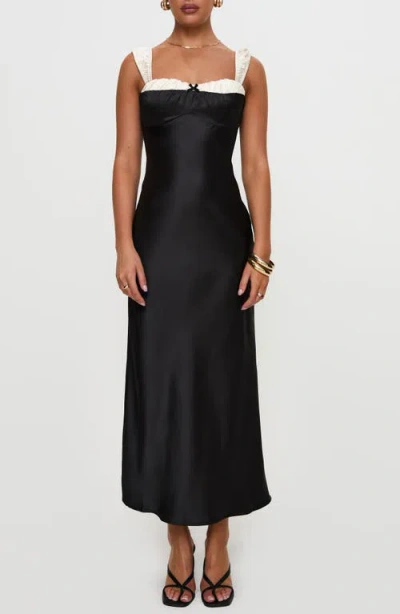 Princess Polly Emmert Satin Cocktail Maxi Dress In Black