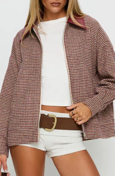 Princess Polly End Of The Day Collared Bomber Jacket In Brown