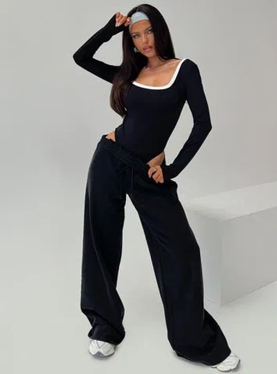 Princess Polly Ender Contrast Trim Bodysuit In Black
