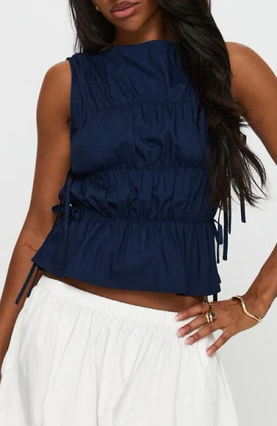 Princess Polly Endless Side Tie Cotton Tank In Blue