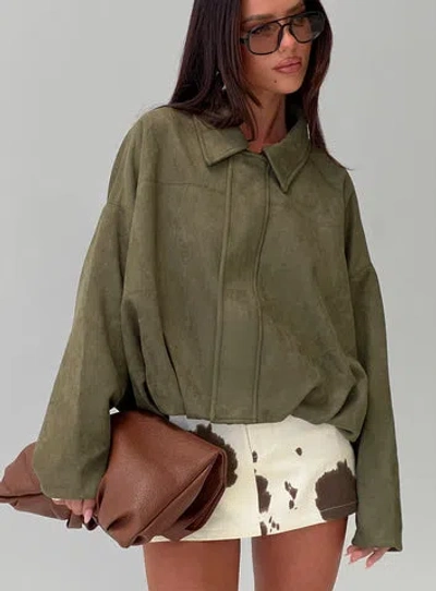 Princess Polly Enlightened Faux Suede Bomber Jacket In Brown