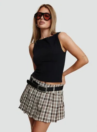 Princess Polly Envision Pleat Mini Skirt In Brown Multi