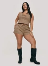 Princess Polly Eternal Youth Faux Suede Top In Taupe