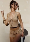 Princess Polly Eternal Youth Faux Suede Top In Taupe