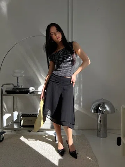 Princess Polly Evanescence Asymmetrical Midi Skirt In Black