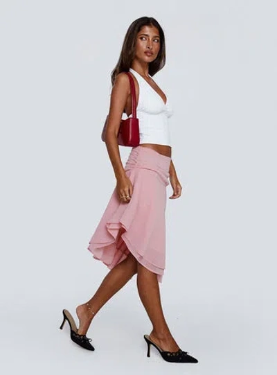 Princess Polly Evanescence Asymmetrical Midi Skirt In Pastel Pink