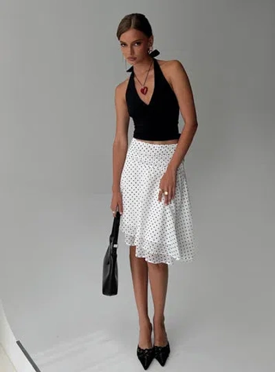 Princess Polly Evanescence Asymmetrical Midi Skirt In White / Polka Dot