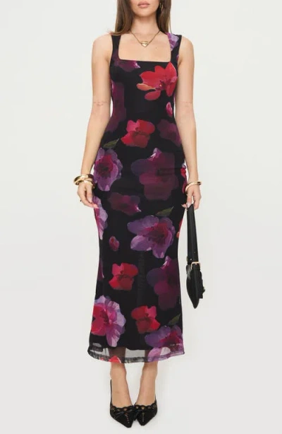 Princess Polly Eviana Floral Mesh Maxi Dress In Black