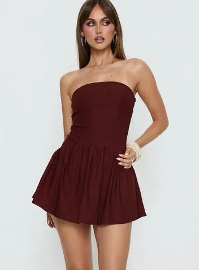 Princess Polly Evrae Strapless Playsuit In Brown