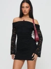 Princess Polly Fable Off The Shoulder Mini Dress In Black