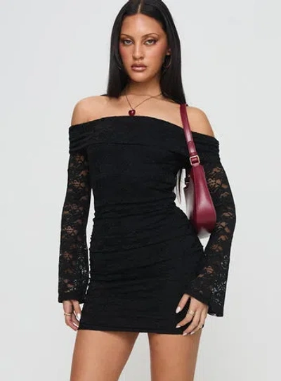 Princess Polly Fable Off The Shoulder Mini Dress In Black