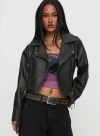 Princess Polly Face The Wind Faux Leather Jacket In Grey