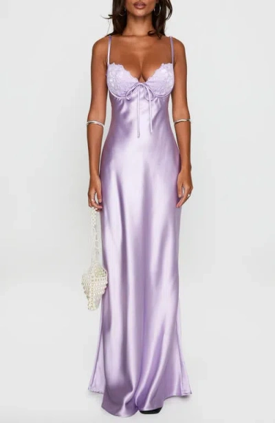 Princess Polly Fadyen Bias Cut Satin Maxi Dress In Purple