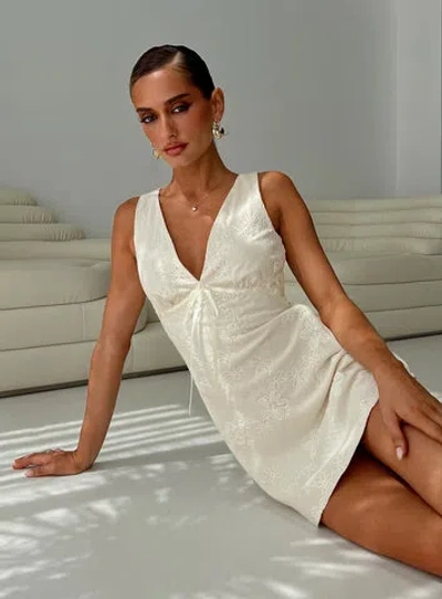 Princess Polly Faithfully Embroidered Mini Dress In Beige