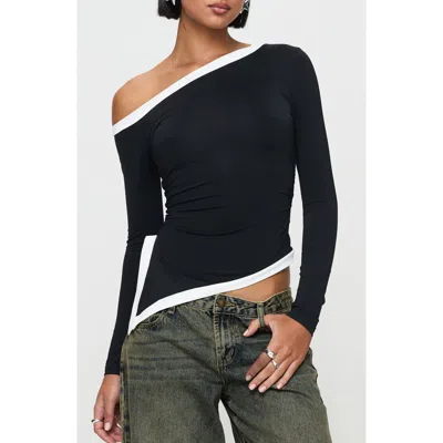 Princess Polly Fake Smile One-shoulder Top In Black