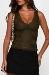 Princess Polly Far Away Lace Overlay Crop Tank In Green