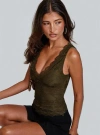 Princess Polly Far Away Lace Overlay Crop Tank In Dark Green
