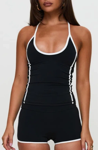 Princess Polly Fast Track Active Halter Tank Top In Black