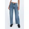 Princess Polly Fawcett Raw Hem High Waist Straight Leg Jeans In Blue