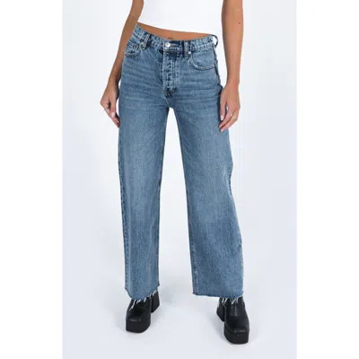 Princess Polly Fawcett Raw Hem High Waist Straight Leg Jeans In Blue