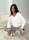 Princess Polly Federation V Neck Knit Sweater In White