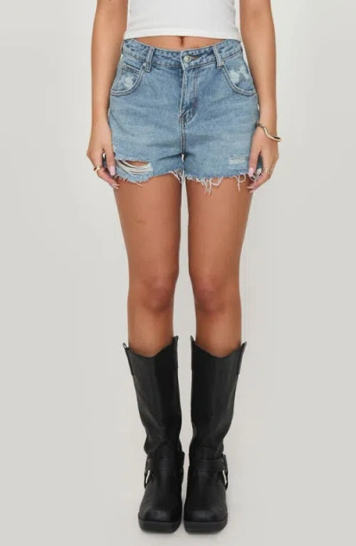PRINCESS POLLY PRINCESS POLLY FEELS LIKE SUMMER RIPPED DENIM CUTOFF SHORTS