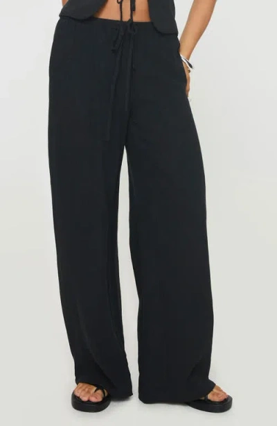 Princess Polly Felipe Linen Blend Pants In Black
