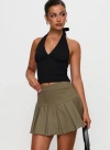 Princess Polly Feodora Pleat Mini Skirt Khaki In Beige