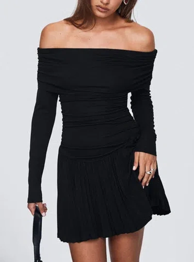 Princess Polly Field Of Dreams Long Sleeve Mini Dress In Black