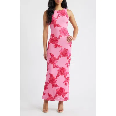 Princess Polly Fionna Floral Sleeveless Maxi Dress In Pink