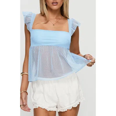 Princess Polly Fiorello Mesh Babydoll Top In Blue