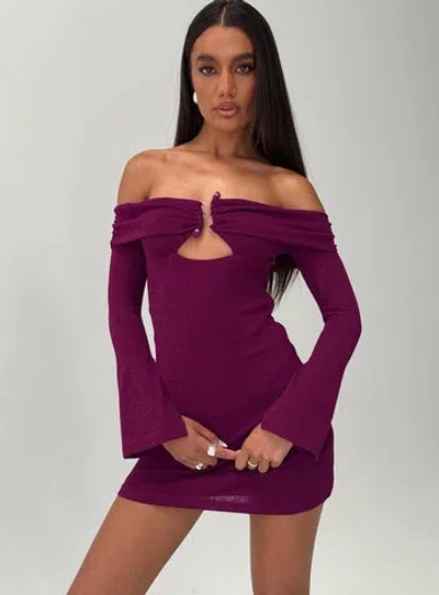 Princess Polly Firenza Long Sleeve Mini Dress In Purple