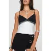 Princess Polly First Class Lace & Satin Camisole In White/black