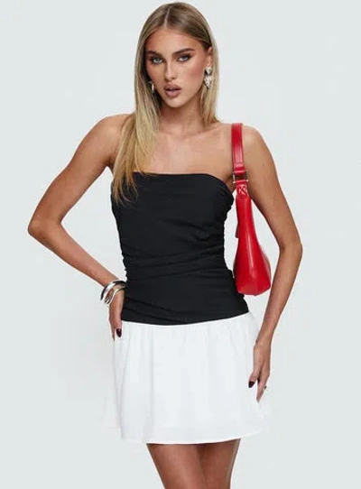 Princess Polly First Impressions Strapless Mini Dress In Black / White