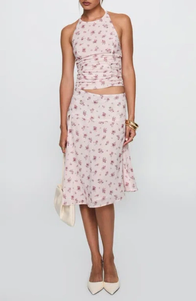 Princess Polly Floral Ruched Halter Crop Top & Skirt Set In Pink