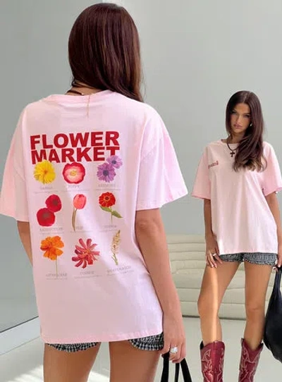 Princess Polly Flower Chart Oversized Tee In Pink