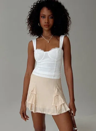 Princess Polly Foalie Ruffle Mini Skirt In Beige