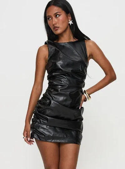 Princess Polly Fonteiro Faux Leather Mini Dress In Black