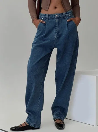 Princess Polly Forestier Pin Tuck Jeans In Mid Blue