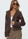 Princess Polly Found A Reason Faux Leather Jacket In Brown