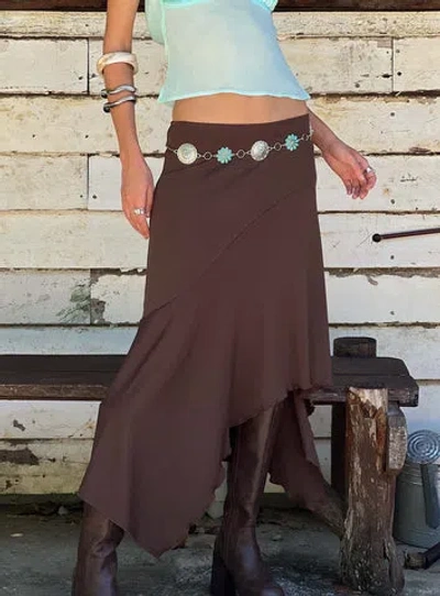 Princess Polly Futura Asymmetrical Midi Skirt In Brown