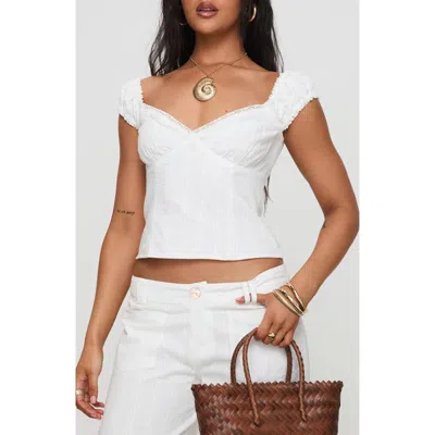 Princess Polly Fyrie Lace Trim Recycled Cotton Crop Top In White
