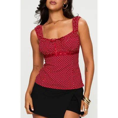 Princess Polly Garconne Polka Dot Top In Red