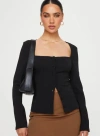 Princess Polly Gaskin Square Neck Button-up Top In Black