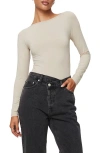 Princess Polly Gatewood Back Cutout Long Sleeve Bodysuit In Bone