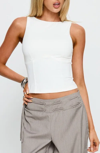 Princess Polly Georgetta Fitted Crop Tank In White