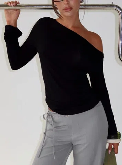 Princess Polly Get Home Safe One Shoulder Long Sleeve Top In Black